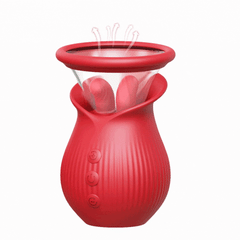 Rose Romeo - 3in1 Rose Sex Toy with 2 Suction Cups, Adult Toys Female Clitoral Nipple Vibrators with 10 Licking Sucking Vibrating