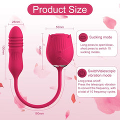 Rose Toy Vibrator Female Telescopic Egg Jumping Tongue Licker Sex Toys