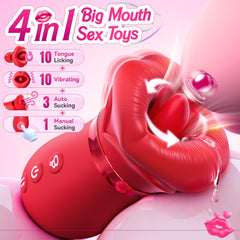 4IN1 Mouth Sucking Vibrator Rose Sex Toy