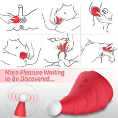 Santa Hat Vibrator 15 Speed Cunnilingus Masturbator Clit G-Spot Stimulator For Christmas