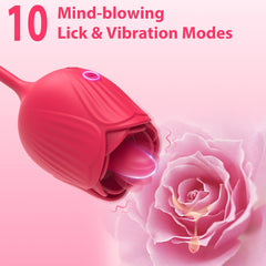 Rose Female Tongue Licking Egg Jumping Telescopic Masturbation Device Double-headed Vibrating Sex Toy