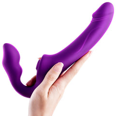 Wireless Remote Control Vibrating Double Head Sucking And Inserting Simulated Penis Female Massage Stick