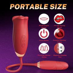 Rose Muncher Rose Kiss Tongue Vibrator With Thrusting Dildo Vibrator