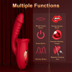 Rose Muncher Mouth Shaped Lip Biting Vibrator With G Spot Vibrator