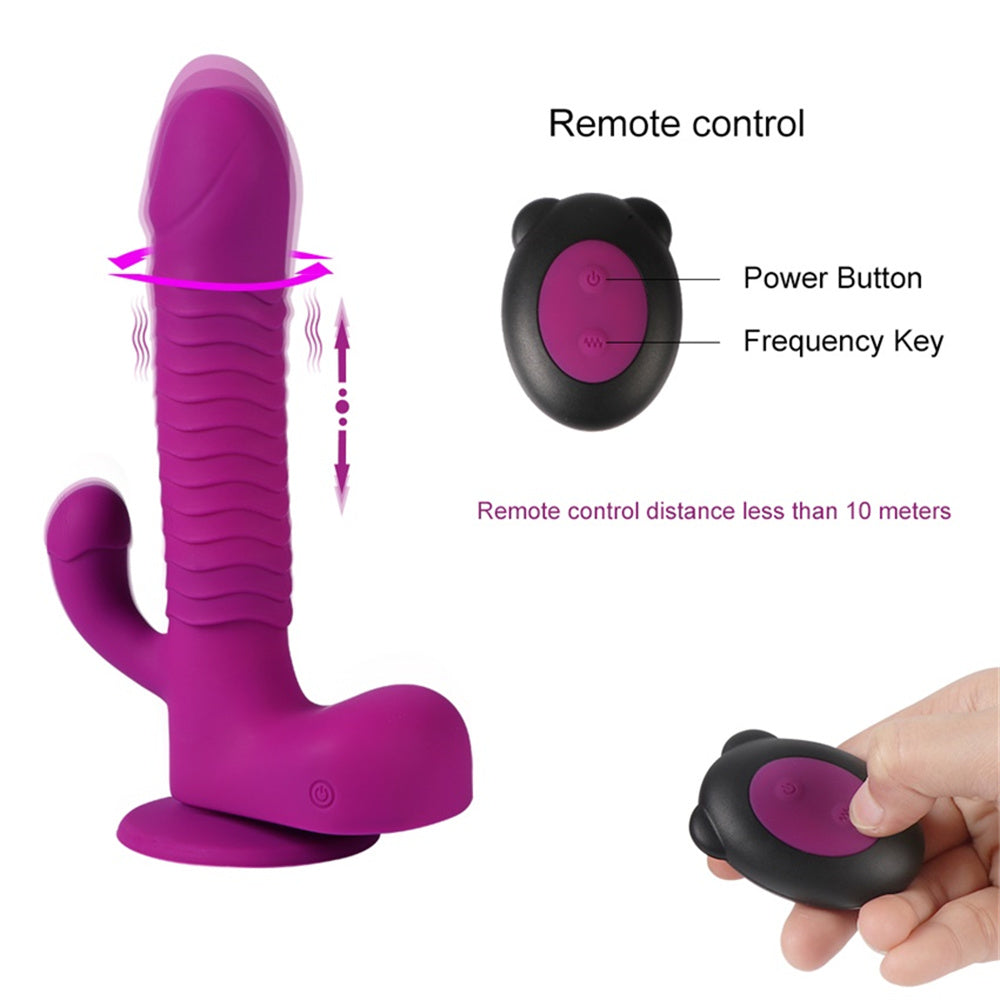 360 Degree Rotating Telescopic Dildo Vibrator With Suction Cup Wireless Remote Control