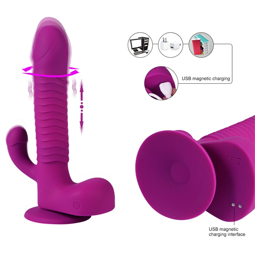 360 Degree Rotating Telescopic Dildo Vibrator With Suction Cup Wireless Remote Control