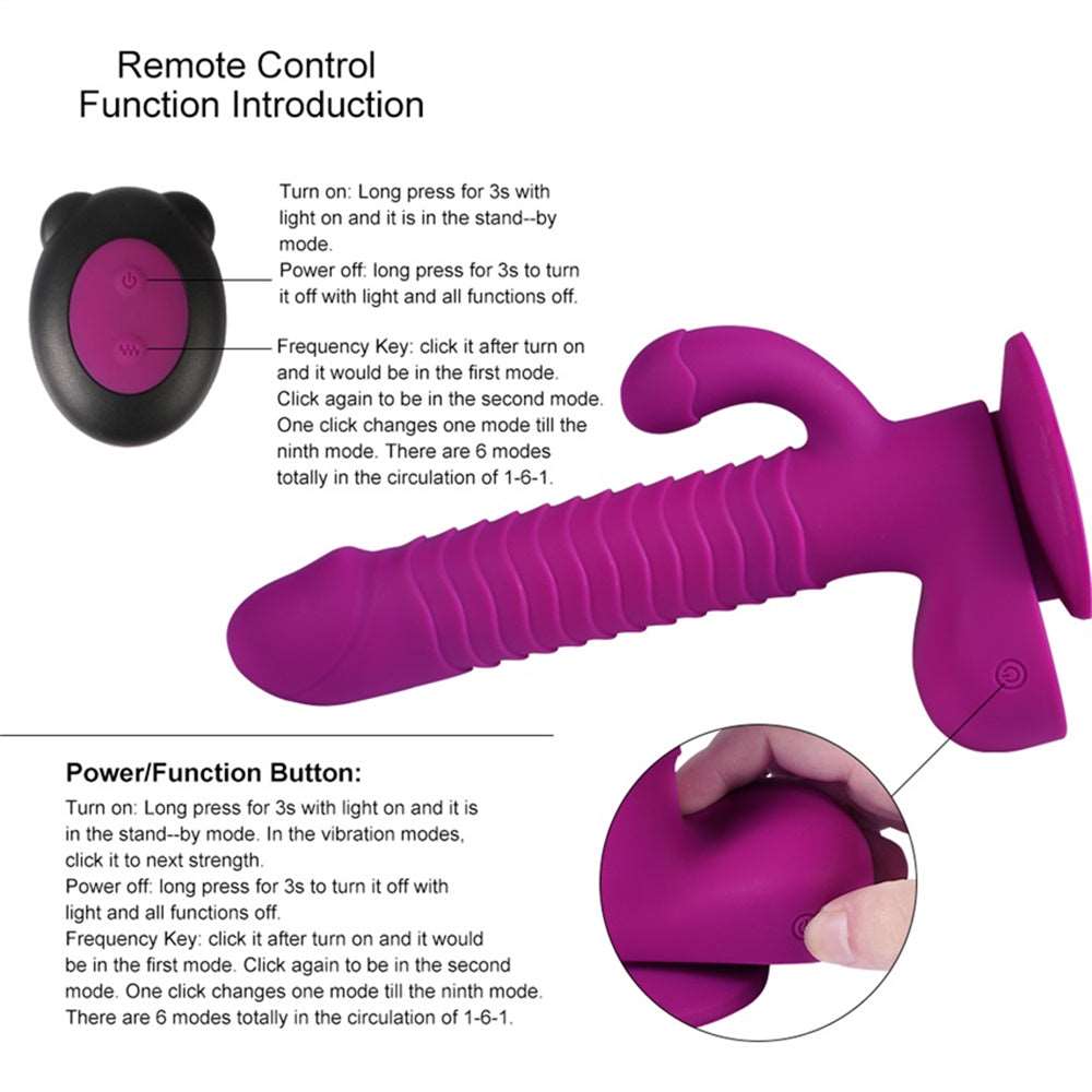 360 Degree Rotating Telescopic Dildo Vibrator With Suction Cup Wireless Remote Control
