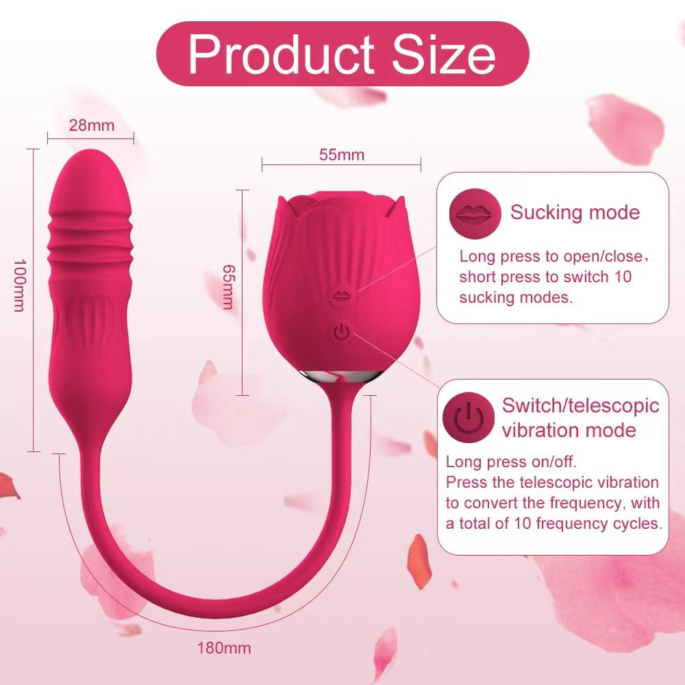 Rose Toy Vibrator Female Telescopic Egg Jumping Tongue Licker Sex Toys