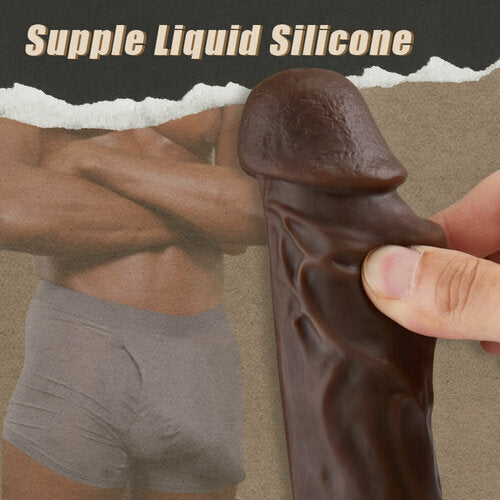 9.05 Inch Realistic 8 Thrusting Vibrating Heating Black Dildo with Remote Control
