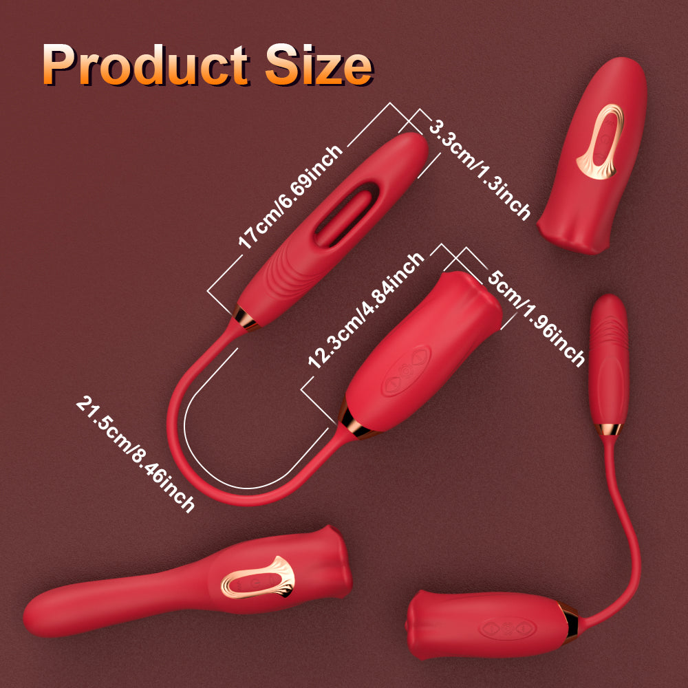 Rose Muncher Lip Tongue Suction Vibrator With Patting Dildo Vibrator