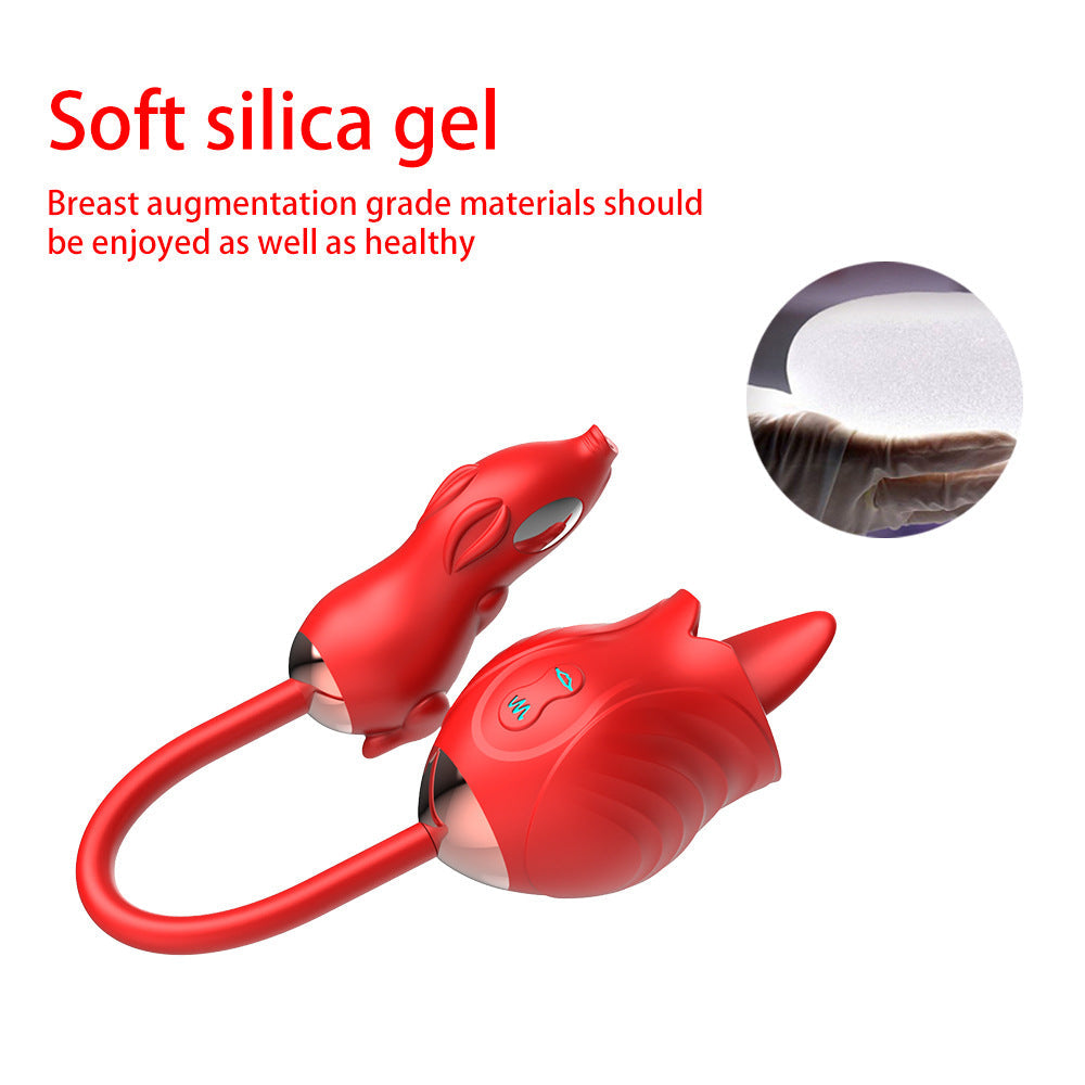 New Rose Double Head Tongue Licking Vibration Jump Egg For Women