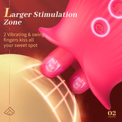 Rose Romeo - 3in1 Rose Sex Toy with 2 Suction Cups, Adult Toys Female Clitoral Nipple Vibrators with 10 Licking Sucking Vibrating